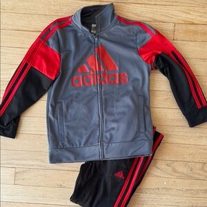 Adidas Gray and Red Tracksuit